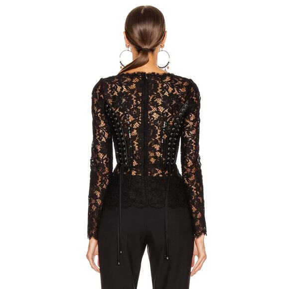NWT Dolce & Gabbana Black Lace Long Sleeve Top Blouse IT 42 / M - Picture 3 of 12